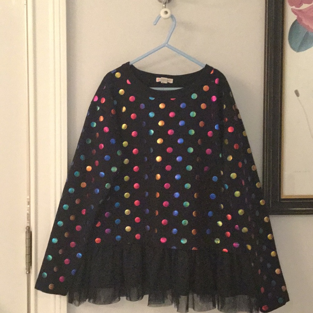 Navy blue polka dot j-crew shirt
